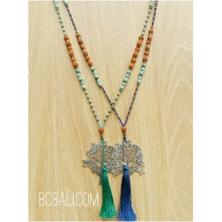 exotiq tassel bead mix two color pendant tree of life bronze